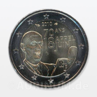 2 Euro Frankreich 2010 70. Jahrestag Appel Gaulle