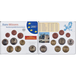 Deutschland Kursmünzensatz 2007 in ST 5er Set A D F G J