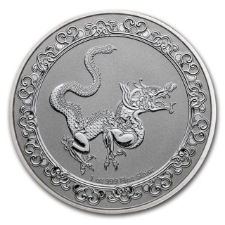 1 Unze Silber Niue 2 NZD Celestial Animals The Yellow Snake Gelbe Schlange Himmlische Tiere 2020