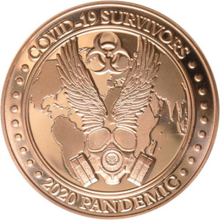 1 Unze Copper Round COVID-19 SURVIVORS PANDEMIC 2020 999,99