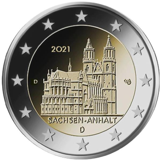 2 Euro Set Deutschland 2021 Sachsen-Anhalt  Magdeburger Dom Mz. D (München)