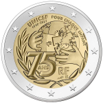 2 Euro Frankreich 2021 UNICEF - 75. Jubiläum unc.