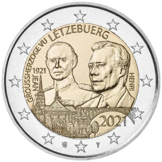 2 Euro Luxemburg 2021 Großherzog Jean von Luxemburg - 100. Geburtstag (Relief)