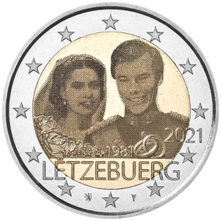 2 Euro Luxemburg 2021 Maria Teresa & Henri - 40. Hochzeitstag (Foto)