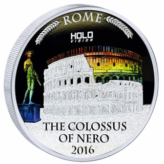 3 oz silber Niue 2016 Proof -  STATUE KAISER NERO und KOLOSSEUM - AMPHITHEATER - Hologram - 5NZD