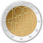Lettland 2 Euro Latvia de iure - 100. Jahrestag 2021