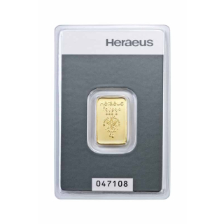5 g Goldbarren Heraeus (geprägt) 999,99 im Blister