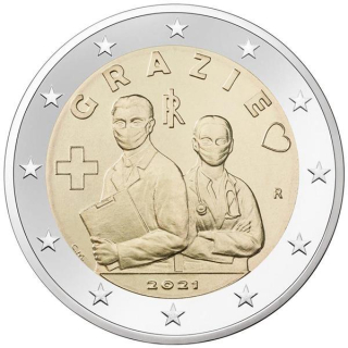 2 Euro Italien 2021 Grazie - Gesundheitswesen BU