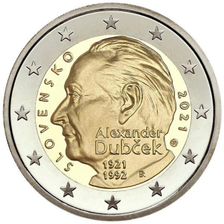 2 Euro Slowakei 2021 Alexander Dubcek - 100. Geburtstag  unc.