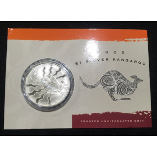 1 Unze Silber Kangaroo 2002 Australien in Coincard