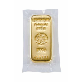 500 g Goldbarren Heraeus 999,99 Gussbarren