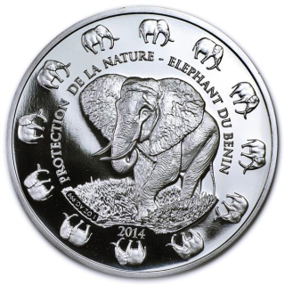 1 oz Benin 2014 Prooflike - ELEFANT - WALDELEFANT - Silber - Schutz der Natur serie - 1,000 Frs