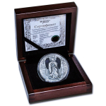 2 Unzen Silber Kamerun Erzengel Gabriel 2020 Antique Finish Glaseinsatz Ultra High Relief