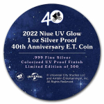 1 oz Silber Niue - Alien E.T. - Ausserirdischer - 2022 Glow-in-the-Dark Proof Color