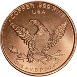 1 Unze Copper Round - T-REX - Tyrannosaurus Rex - 999,99 AVDP