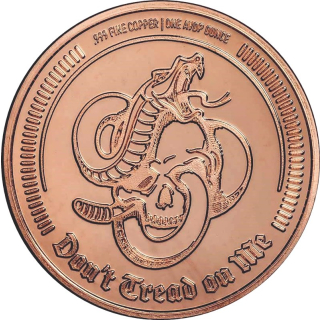 1 Unze Copper Round Snake Freiheit oder Tod - Dont Tread On Me - Schlange