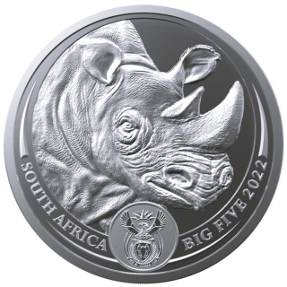 NEU* 1 Unze Silber Südafrika 2022 BU - Nashorn - Rhino - Big Five Serie II - Kapsel !