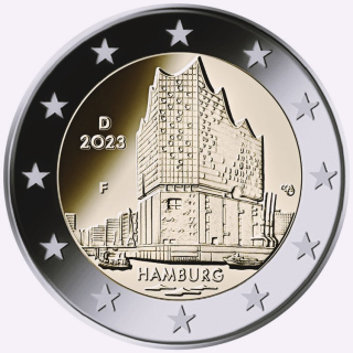 2 Euro Deutschland 2023 Elbphilharmonie Hamburg - Bundesländer - F (Stuttgart)