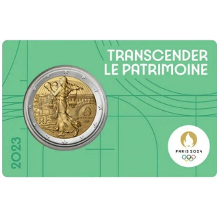 Frankreich 2 Euro 2023 BU Coin Card GRÜN - Olympische Spiele Paris 2024 - Säerin