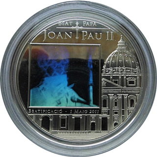 Andorra 5 Dinars  BEATIFICATION JOHN PAUL II Silber Münze Hologram 2011 Proof