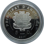 Andorra 5 Dinars  BEATIFICATION JOHN PAUL II Silber...