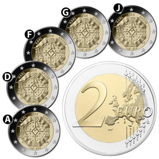 5 x 2 Euro Deutschland 2023 Karl der Große - 1275. Geburtstag - Alle Prägestätten