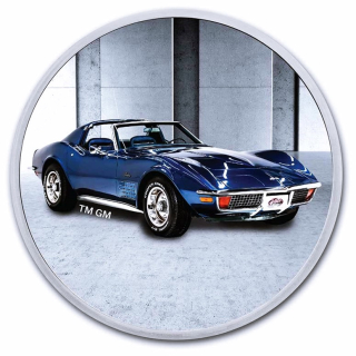 AURINUM*MAI*KRACHER** 1 oz Silber Round 2023 BU  - Chevrolet Corvette BLUE STINGRAY 1972 - General Motors Muscle Cars - BU Color Coin Card