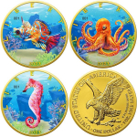 3 x 1 Unze Silber USA 2023 BU Colors of Paradise...