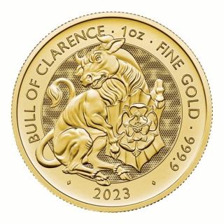 1 oz Gold UK - Royal Tudor Beast BLACK BULL - 2023 Großbritannien BU -.United Kingdom
