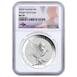 1 oz Australian 2023 NGC MS70 - Wedge Tailed Eagle Keilschwanzadler - Coin Card 1 AUD