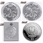 2 x 1 oz Ruanda 2024 Proof + BU - DRACHE - Jahr des...