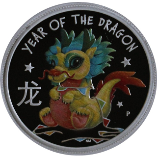 1/2 oz Tuvalu 2024 Proof - BABY DRACHE - JAHR des DRACHEN - LUNAR DRACHE - 50 AUCent - Silberdrache