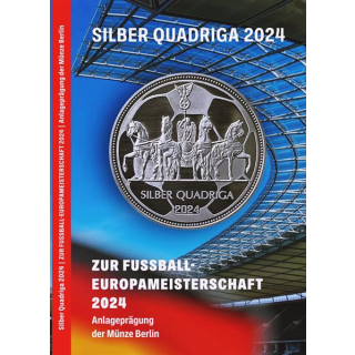 1 Unze Silber Round 2024 Proof - QUADRIGA - Fussball EM 2024 - Coin Card - Einigkeit-Recht-Freiheit-Deutschland