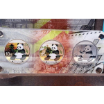 6 x 30 gr Panda Bull & Bear Investment Set 2017 ST  teilvergoldet, coloriert, Rhutenium