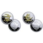 2 x 1 Unze Silber Palau 2012 Gilded Proof - DRACHE - Jahr...