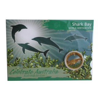 Australien 1$ Celebrate Australia 2010 - SEEKUH - SHARK BAY - Haibucht - Unesco Weltkulturerbe - Coin Card - Deutsche Infokarte