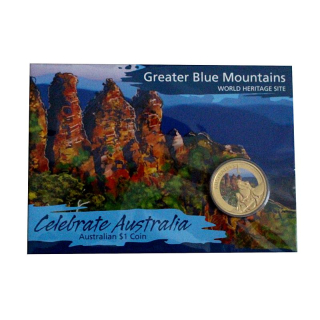 Australien 1$ Celebrate Australia 2010 - BAUMFROSCH - GREATER BLUE MOUNTAINS - Unesco Weltkulturerbe - Coin Card - Deutsche Infokarte