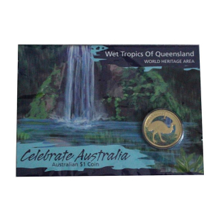 Australien 1$ Celebrate Australia 2011 - HELMKASUAR - Feuchttropen von Queensland - Unesco Weltkulturerbe - Coin Card - Deutsche Infokarte