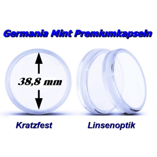 Münzkapsel 38,8 mm Premium Qualität Linsenoptik - 38,8 mm Innen - Original Germania Mint