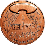 NEU* 1 Unze Kupfer Round UFO - Ich Glaube an Aliens -...