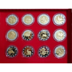 12 x 32 g Bimetall China Lunar - Zodiac - Medaillenset  -...