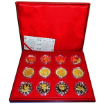 12 x 32 g Bimetall China Lunar - Zodiac - Medaillenset  -...