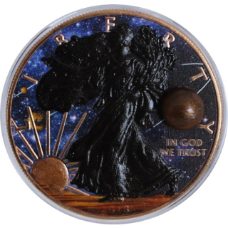 1 oz USA 2018 American Eagle Liberty - PLANET JUPITER mit TIGERAUGE-EDELSTEIN - Gemstone Edition - Glow-in-the-Dark - Astronomie Edition