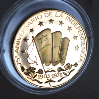 5,31 g GOLD Panama 1978 Proof - 75 Jahre UNABHÄNGIGKEIT Panama - 75 Balboas