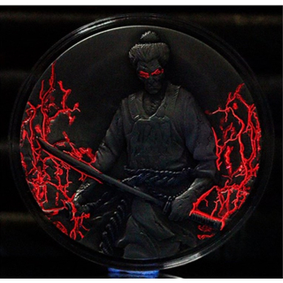 2 oz Kamerun 2024 - ZOMBIE SAMURAI - UV-Effekt - Antique UHR Finish - 2000 Francs - Innovativserie !