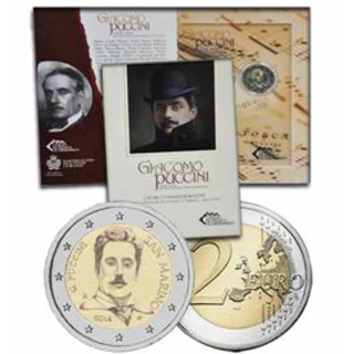 2 Euro San Marino 2014 90. Todestag Puccini im Blister