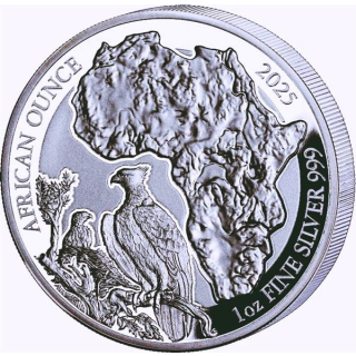 NEU* 1 oz Ruanda 2025 Proof - KAMPFADLER - MARTIAL EAGLE African Ounce - 50 RWF - Afrikanische Wildtiere