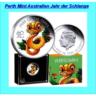 1/2 oz Tuvalu 2025 Proof - BABY SCHLANGE - JAHR der SCHLANGE - Lunar III serie - 50 AUCent - Silberschlange