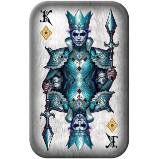 2 oz Silber Gussbarren 2024 - KARO KÖNIG - KING of DIAMONDS - Pokerkarten Poker Cards - Antique Finish Color