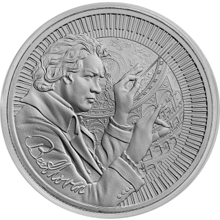 NEU* 1 oz Niue 2024 - BEETHOVEN Ludwig Van - Silber BU - Berühmter Komponist - Icons of Inspiration Serie - 2 NZ$  - LETZTE AUSGABE*